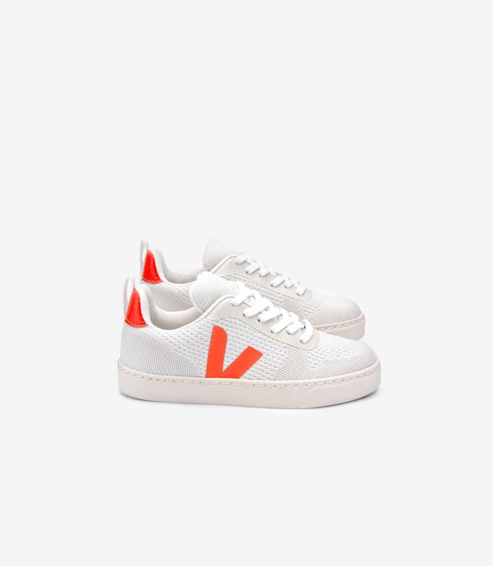 Veja Sneakers Kids - V-10 Malha - White/Orange - 9430WPASI